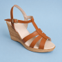 Sandale dama maro din piele naturala cu barete si platforma wedge S134M